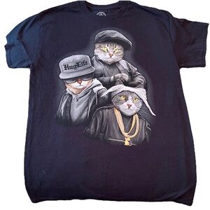 DOM Cat ‘Hug Life’ Black T-Shirt Men’s M Short Sleeve